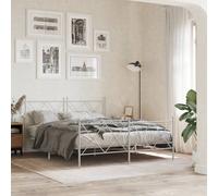 vidaXL Giroletto con Testiera e Pediera Metallo Bianco 150x200 cm