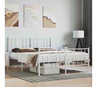 VIDAXL - Giroletto Con Testiera E Pediera Metallo Bianco 150x200 Cm - SPEDIZIONE GRATUITA