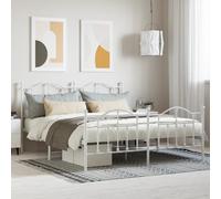 vidaXL Giroletto con Testiera e Pediera Metallo Bianco 160x200 cm