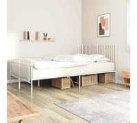 vidaXL Giroletto con Testiera e Pediera Metallo Bianco 160x200 cm