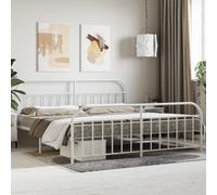 vidaXL Giroletto con Testiera e Pediera Metallo Bianco 193x203 cm
