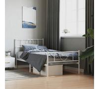 vidaXL Giroletto con Testiera e Pediera Metallo Bianco 75x190 cm