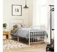 vidaXL Giroletto con Testiera e Pediera Metallo Bianco 75x190 cm, giroletto con testiera e pediera, giroletto con pediera, Base Letto
