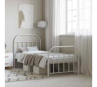 vidaXL Giroletto con Testiera e Pediera Metallo Bianco 90x190 cm