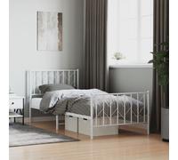 vidaXL Giroletto con Testiera e Pediera Metallo Bianco 90x200 cm