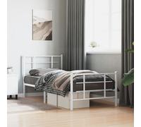 VIDAXL - Giroletto Con Testiera E Pediera Metallo Bianco 90x200 Cm