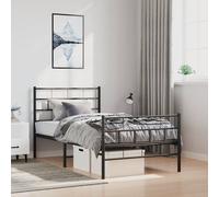 vidaXL Giroletto con Testiera e Pediera Metallo Nero 100x200 cm