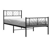 vidaXL Giroletto con Testiera e Pediera Metallo Nero 100x200 cm
