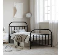 vidaXL Giroletto con Testiera e Pediera Metallo Nero 100x200 cm