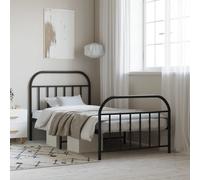 vidaXL Giroletto con Testiera e Pediera Metallo Nero 107x203 cm