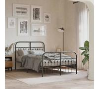 vidaXL Giroletto con Testiera e Pediera Metallo Nero 120x190 cm, giroletto con testiera e pediera, giroletto con pediera, Base Letto