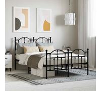 vidaXL Giroletto con Testiera e Pediera Metallo Nero 120x190 cm