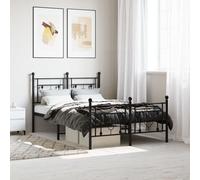 vidaXL Giroletto con Testiera e Pediera Metallo Nero 120x190 cm
