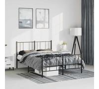 vidaXL Giroletto con Testiera e Pediera Metallo Nero 135x190 cm