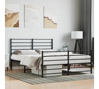 vidaXL Giroletto con Testiera e Pediera Metallo Nero 135x190 cm