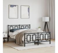 vidaXL Giroletto con Testiera e Pediera Metallo Nero 135x190 cm