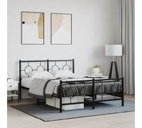 vidaXL Giroletto con Testiera e Pediera Metallo Nero 140x190 cm