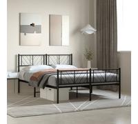 vidaXL Giroletto con Testiera e Pediera Metallo Nero 140x190 cm