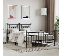 AX Giroletto Nero 196x146x97cm Testiera Pediera Doghe Gambe Letto Ospiti 353555