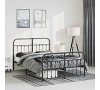 vidaXL Giroletto con Testiera e Pediera Metallo Nero 150x200 cm
