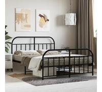 vidaXL Giroletto con Testiera e Pediera Metallo Nero 150x200 cm