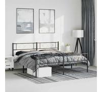 vidaXL Giroletto con Testiera e Pediera Metallo Nero 193x203 cm