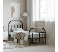 vidaXL Giroletto con Testiera e Pediera Metallo Nero 75x190 cm