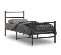 vidaXL Giroletto con Testiera e Pediera Metallo Nero 75x190 cm