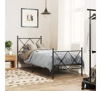vidaXL Giroletto con Testiera e Pediera Metallo Nero 75x190 cm
