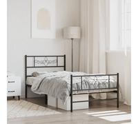 VidaXL Giroletto con Testiera e Pediera Metallo Nero 80x200 cm