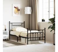 vidaXL Giroletto con Testiera e Pediera Metallo Nero 90x200 cm
