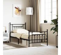 vidaXL Giroletto con Testiera e Pediera Metallo Nero 90x200 cm