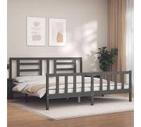 VIDAXL - Giroletto con Testiera Grigio 200x200 cm in Legno Massello - SPEDIZIONE GRATUITA