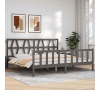 VIDAXL - Giroletto con Testiera Grigio 200x200 cm in Legno Massello