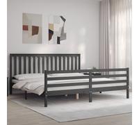 vidaXL Giroletto con Testiera Grigio 200x200 cm in Legno Massello