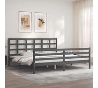 VIDAXL - Giroletto Con Testiera Grigio 200x200 Cm In Legno Massello - SPEDIZIONE GRATUITA