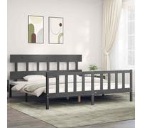 vidaXL Giroletto con Testiera Grigio 200x200 cm in Legno Massello