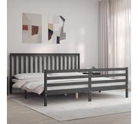vidaXL Giroletto con Testiera Grigio 200x200 cm in Legno Massello