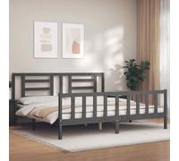 VIDAXL - Giroletto con Testiera Grigio 200x200 cm in Legno Massello - SPEDIZIONE GRATUITA