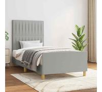 vidaXL Giroletto con Testiera Grigio Chiaro 90x190 cm in Tessuto