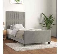 vidaXL Giroletto con Testiera Grigio Chiaro 90x200 cm in Velluto