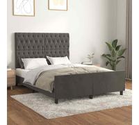 vidaXL Giroletto con Testiera Grigio Scuro 140x190 cm in Velluto