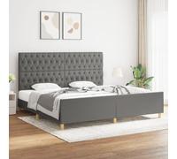 vidaXL Giroletto con Testiera Grigio Scuro 200x200 cm in Tessuto