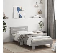 vidaXL Giroletto con Testiera Grigio Sonoma 90x200cm Legno Multistrato