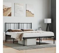vidaXL Giroletto con Testiera in Metallo Nero 135x190 cm