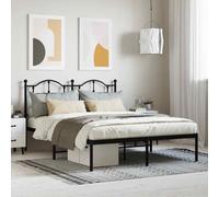 vidaXL Giroletto con Testiera in Metallo Nero 140x190 cm