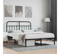 vidaXL Giroletto con Testiera in Metallo Nero 140x200 cm