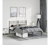 vidaXL Giroletto con Testiera in Metallo Nero 150x200 cm