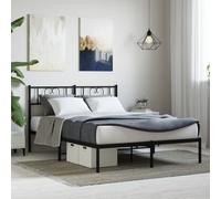 vidaXL Giroletto con Testiera in Metallo Nero 160x200 cm