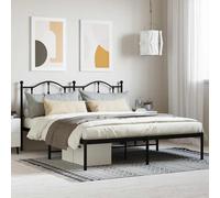 vidaXL Giroletto con Testiera in Metallo Nero 160x200 cm